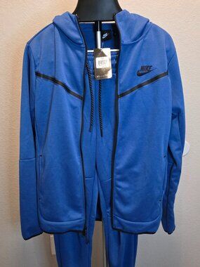 Nike Tech Fleece Tracksuit Set Blue Black Men’s Medium NWT